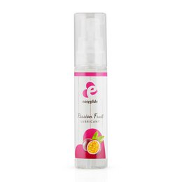 A 30ml bottle of EasyGlide Passion Fruit Water Based Lubricant. The product has a clear bottle with a pink and white label featuring the brand name and a passion fruit graphic.