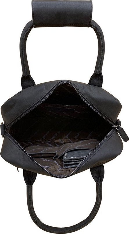 Tas dames zwart leer met korte en lange hengsels | Stijlvolle dameshandtas van leer