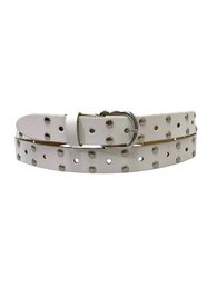  Long leather belt with silver studs, suitable for casual or formal wear.