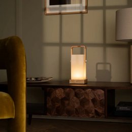 Harper lysebrun trælampe