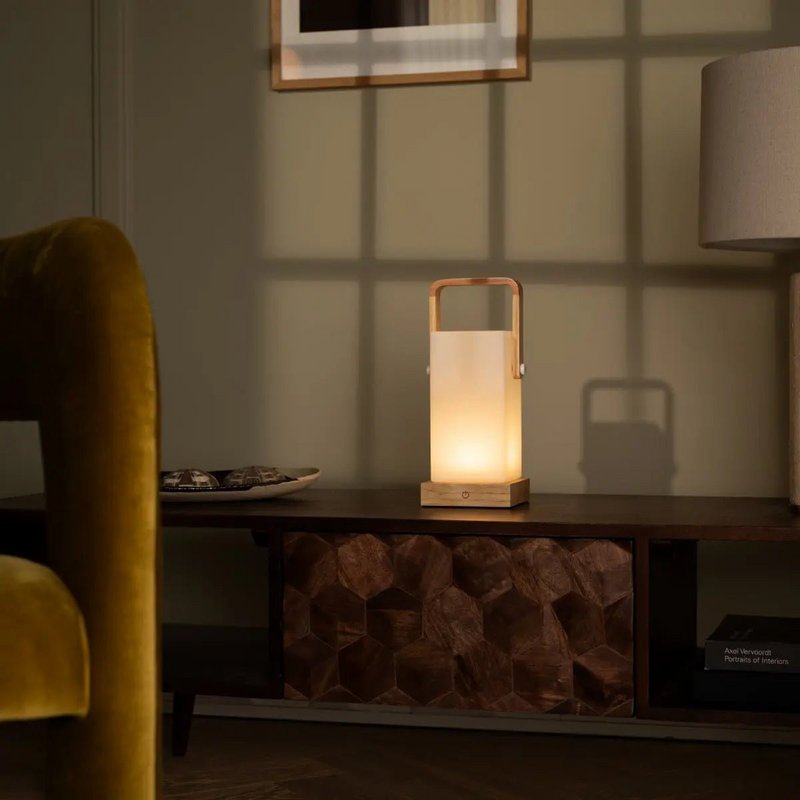 Harper lysebrun trælampe