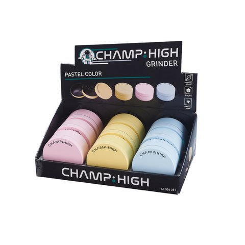 Display of 9 spice mills - Pastel - Pink, Yellow and Blue