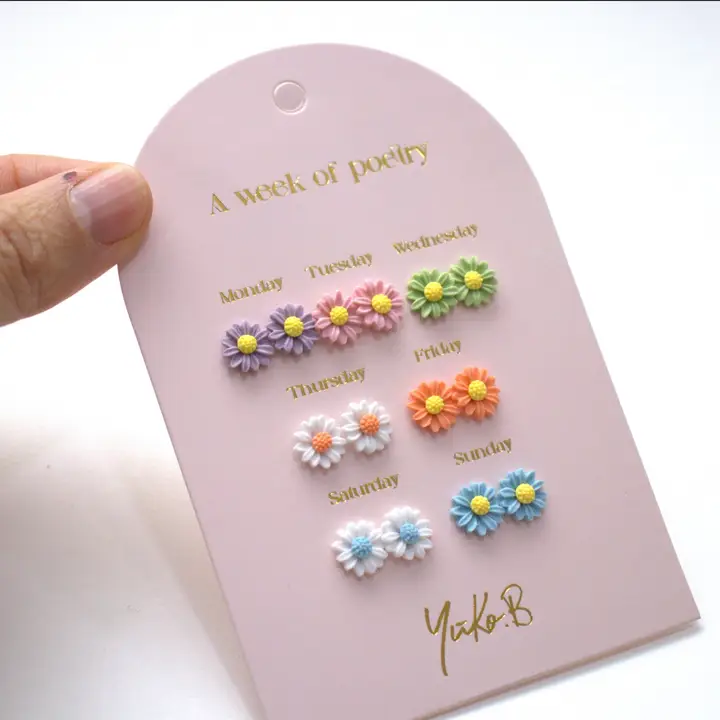 Tarjeta de 7 pares de Pendientes con Tema de Flores Inglesas