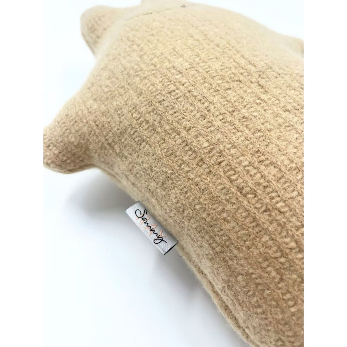 Peluche Bébé Hippo - Couverture vintage en laine - Marron Beige