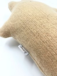 Baby Hippo knuffel - Vintage wollen deken - Bruin Beige