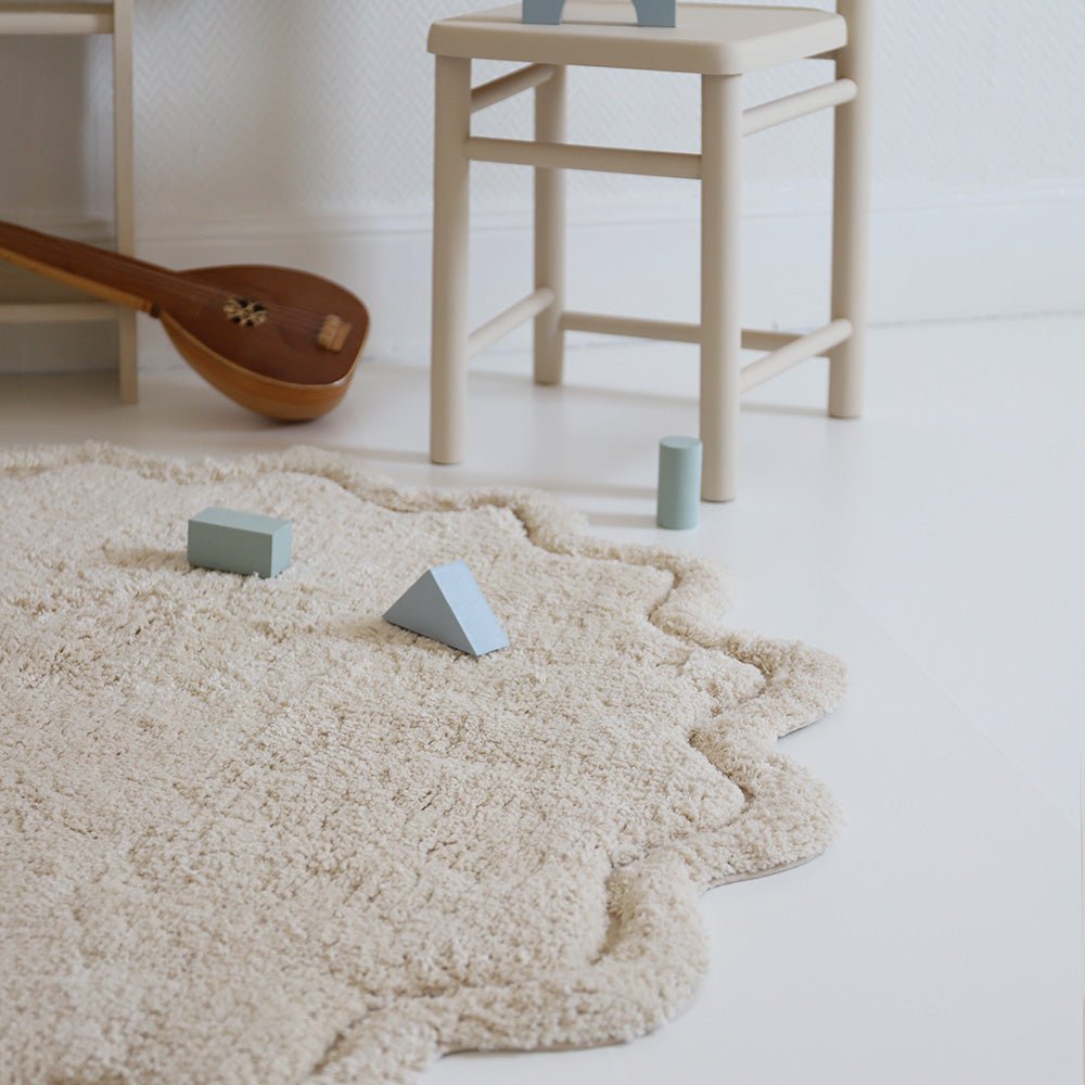 Waschbarer Kinderteppich aus Baumwolle SWEET APRIL ECRU