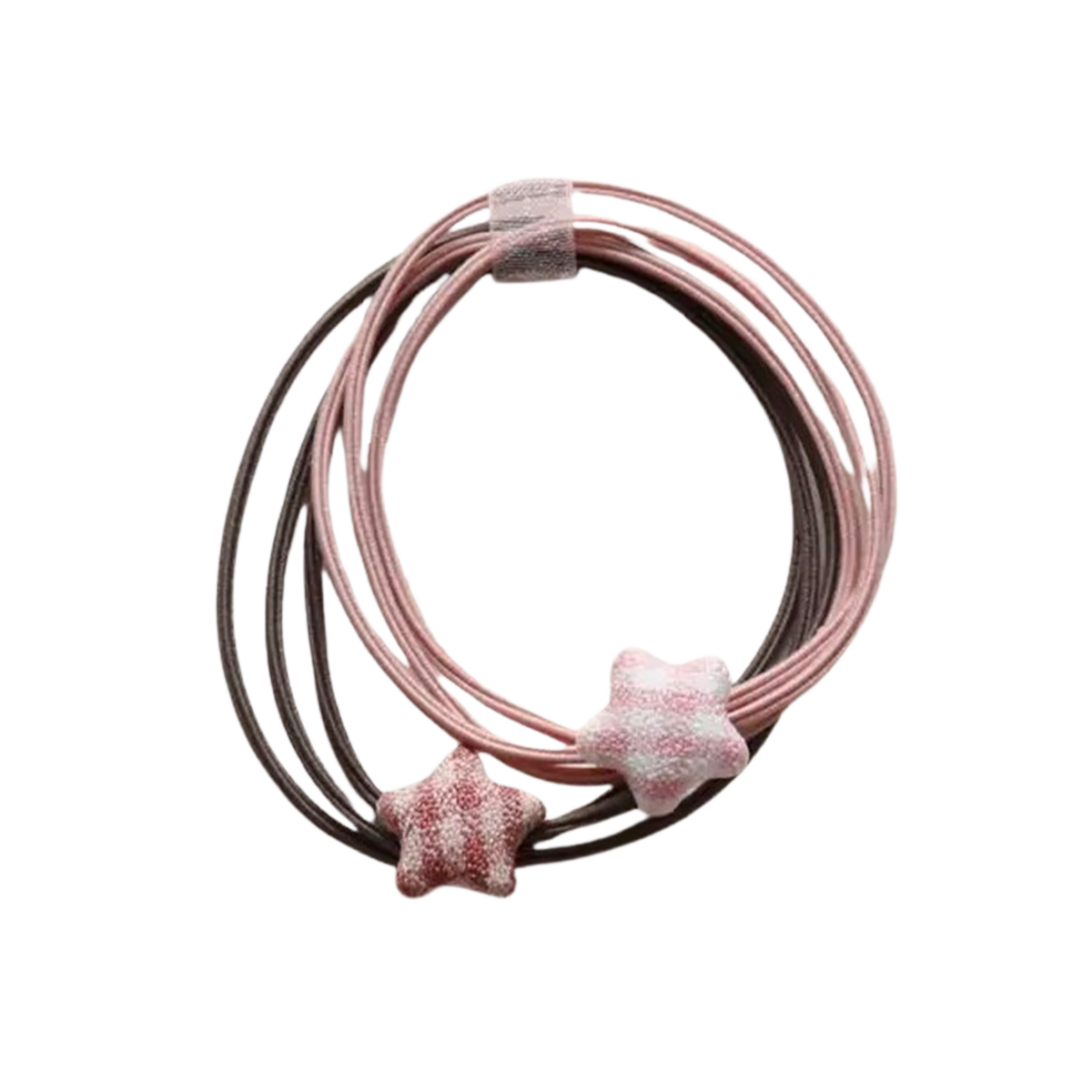 Haargummis - Vichy-Sternenbänder Pink