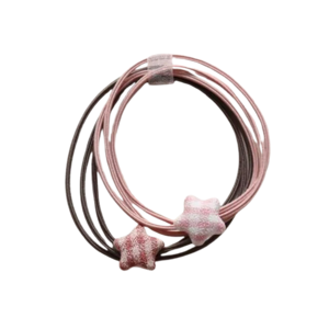 Hair elastics - Vichy stars bands Pink
