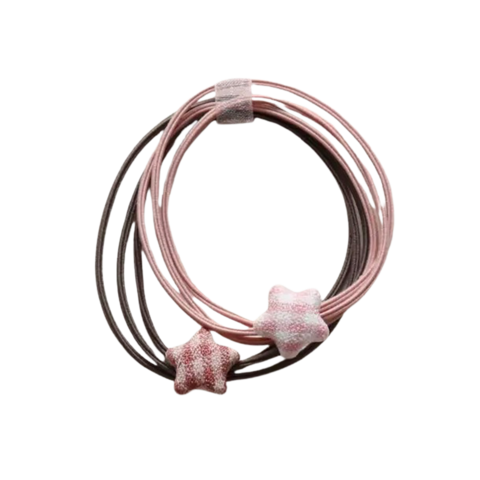 Haargummis - Vichy-Sternenbänder Pink