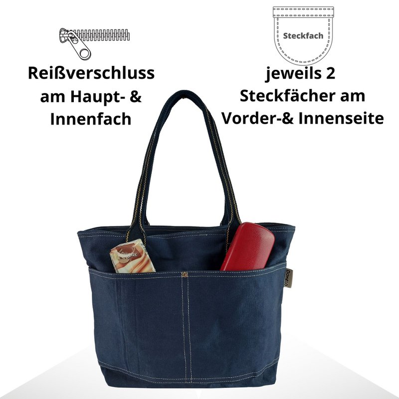 Domelo Damen gewachste Canvas Shopper. Wasserabweisende Handtasche.  Vegane Schultertasche . Einfarbig Damentasche A4 geeignet