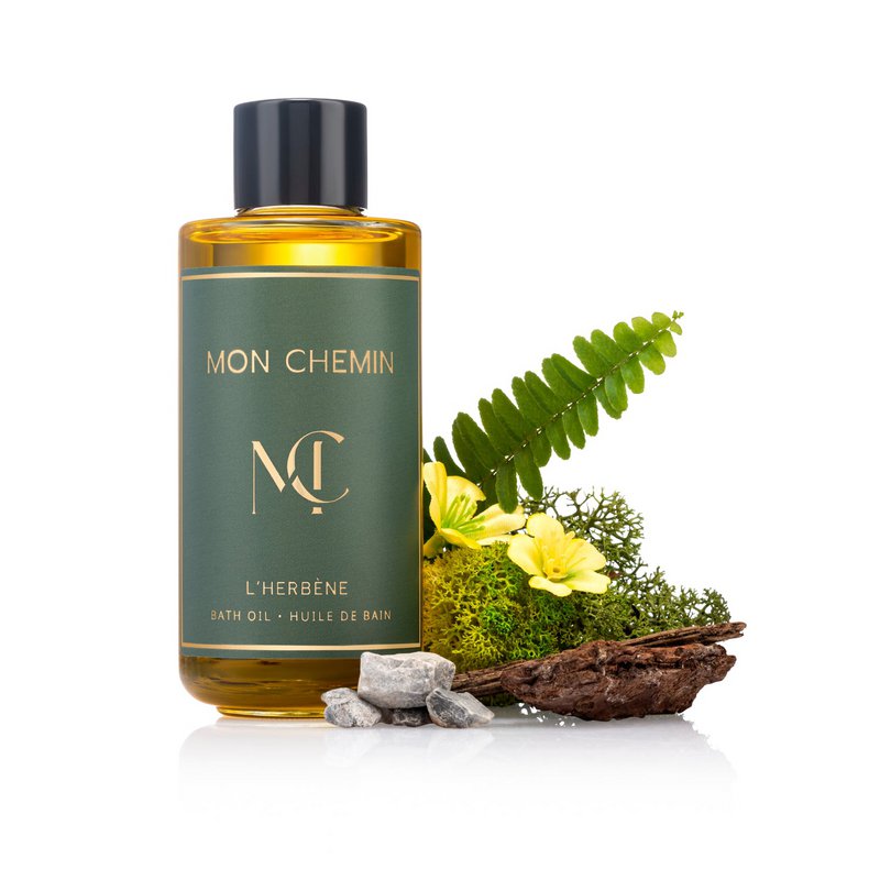 Mon Chemin® Luxus-Badeöl | L'Herbéne | Würzig und grün | Argan, Kamelie und Baobab