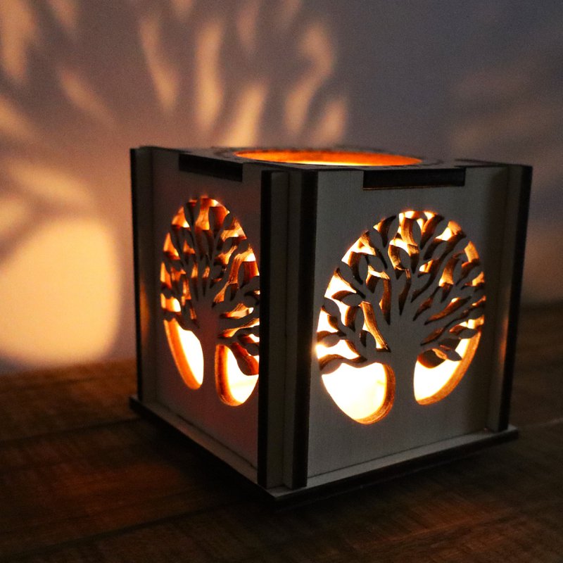 Lanterne de l'ombre en bois de la vie en bois, chandelle