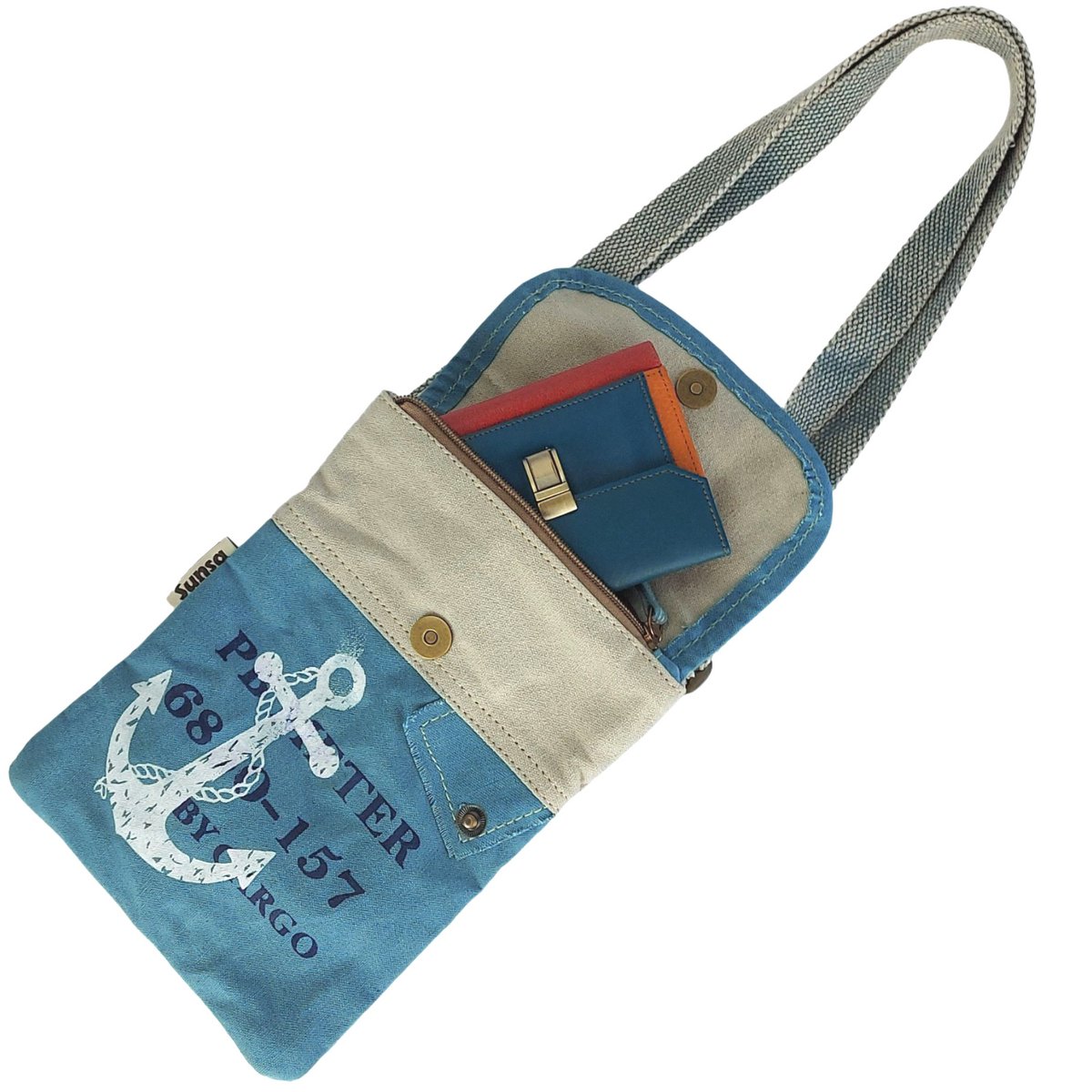 Sac bandoulière femme Sunsa. Sac à bandoulière de style maritime. Sac à main en toile. petit sac bandoulière pour femme.