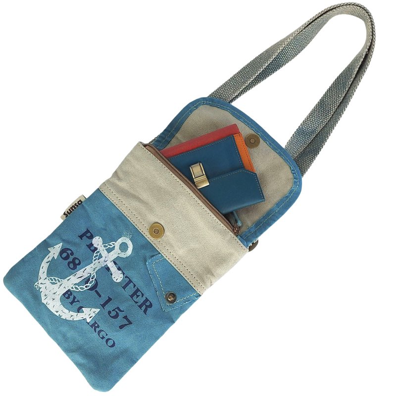 Sunsa skuldertaske til kvinder. Skuldertaske i maritim stil. Håndtaske i lærred. lille crossbody taske til kvinder.