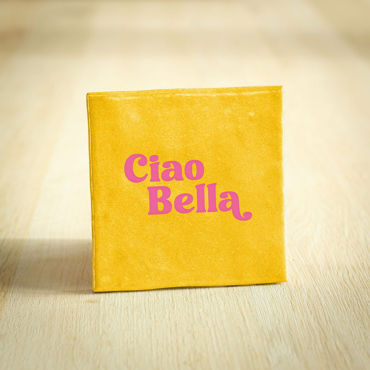Tegeltje - Ciao Bella | Geel & Roze | 10x10cm