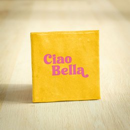 Tegeltje - Ciao Bella | Geel & Roze | 10x10cm