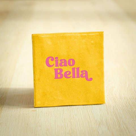 Tegeltje - Ciao Bella | Geel & Roze | 10x10cm