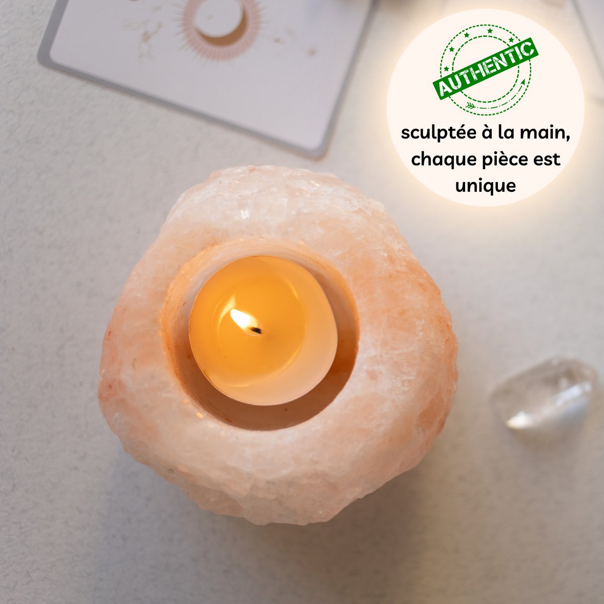 Himalayan salt candle holder - For CHAUTER CHAUTER - RADS 500G format - Gift idea - Original decoration object