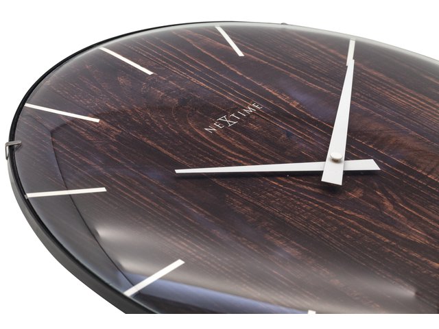 Wall clock NeXtime Edge Wood Dome 35 cm brown