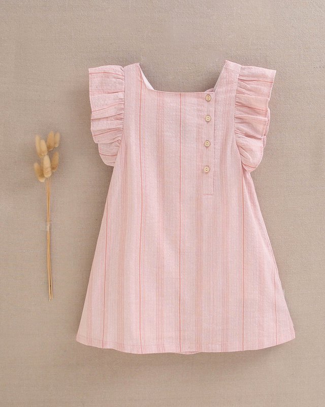 Pige kjole orange stribet med ruffles og bue M60-21502421