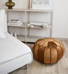 Velvet Pouffe - Caramel Brown