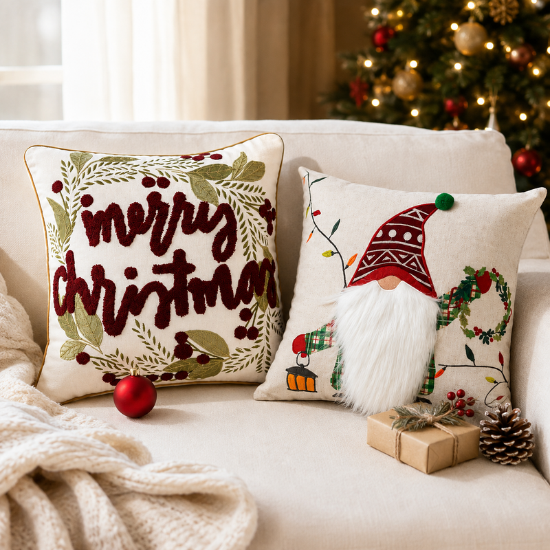 Kerstkussenhoes set van 2, inclusief gratis vulling