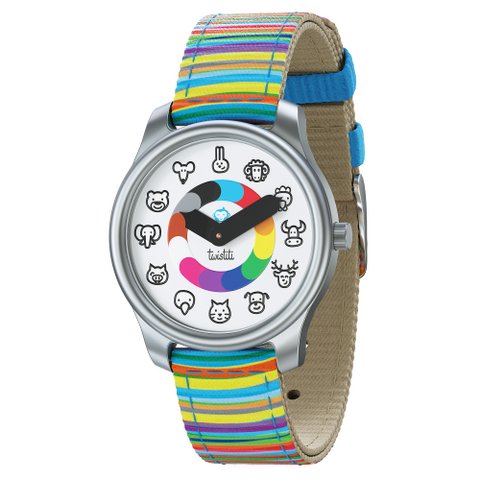 Twistiti - Educatief kinderhorloge voor kinderen van 3-6 jaar, met DIEREN wijzerplaat, waterdicht 50 meter, eenvoudig te verwisselen riem - origineel