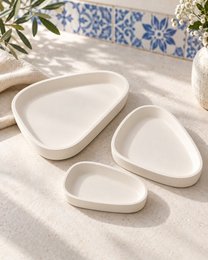 LAVURI 3 Modena SML Set – Handgemaakte keramische dienbladset Bundel schoonheidscombo