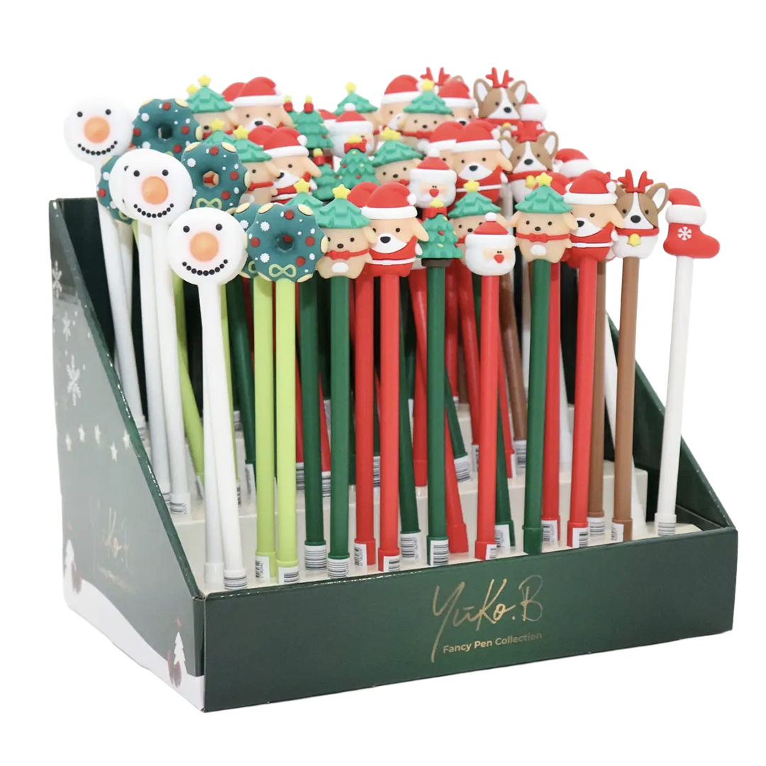 Display of 60 Christmas pens