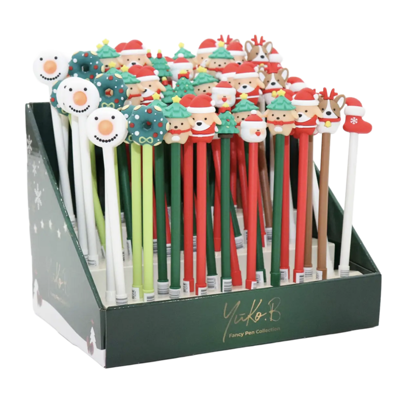 Display of 60 Christmas pens