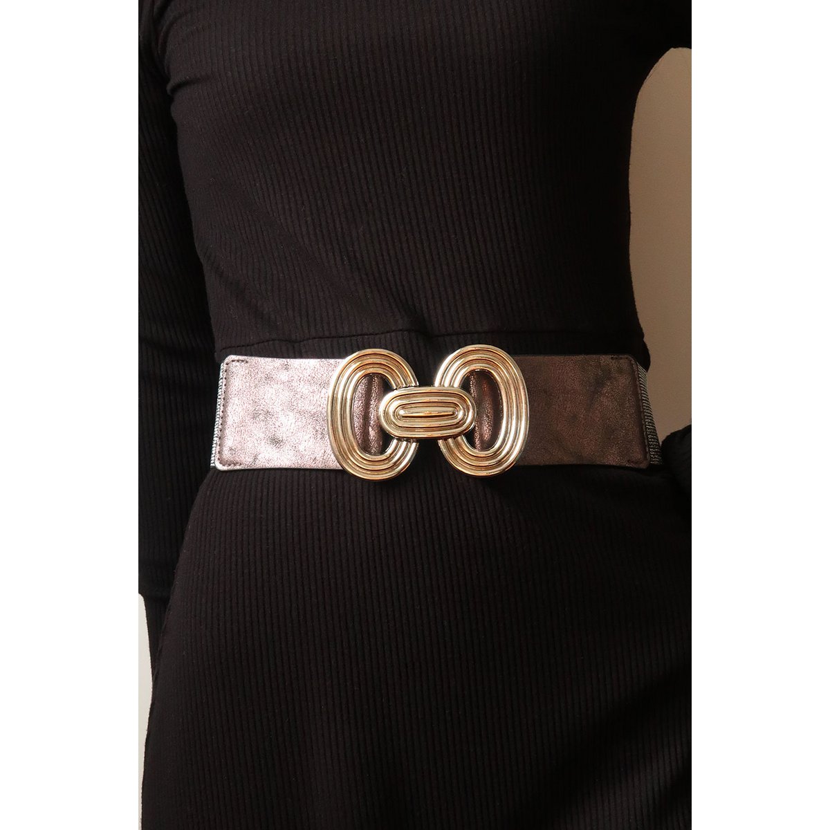 Elastische damesriem met gouden gesp CF16