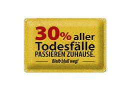 Blikskilt, der siger 20x30 cm 30 procent af alle dødsfald sker hjemmeskilt