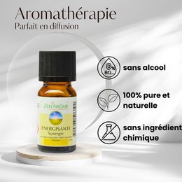 Sinergia de aceites esenciales - Energizante - 10 ml - Uso para Difusión - Envasado en Francia