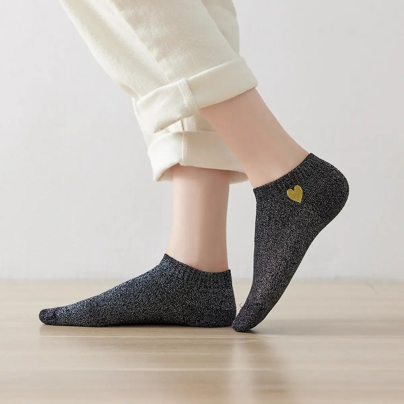 Pack de 4 calcetines de mujer de lúrex y corazones con purpurina I 35-41