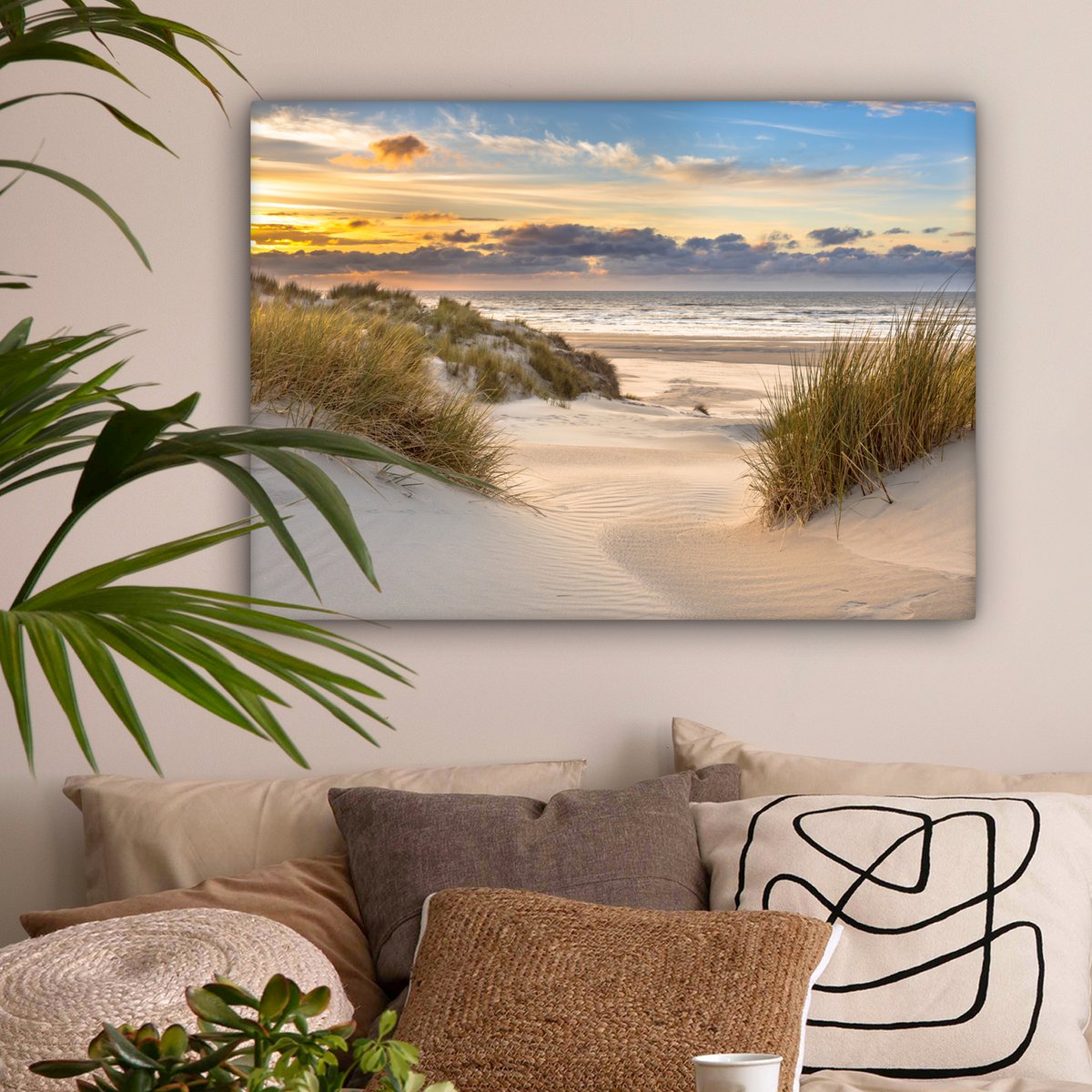 Pintura de lona - Decoración de la pared Beach - Dune - Grass - Sunset - Sala de decoración de la pared - Decoración del dormitorio - Accesorios de habitaciones - Pinturas sobre lienzo