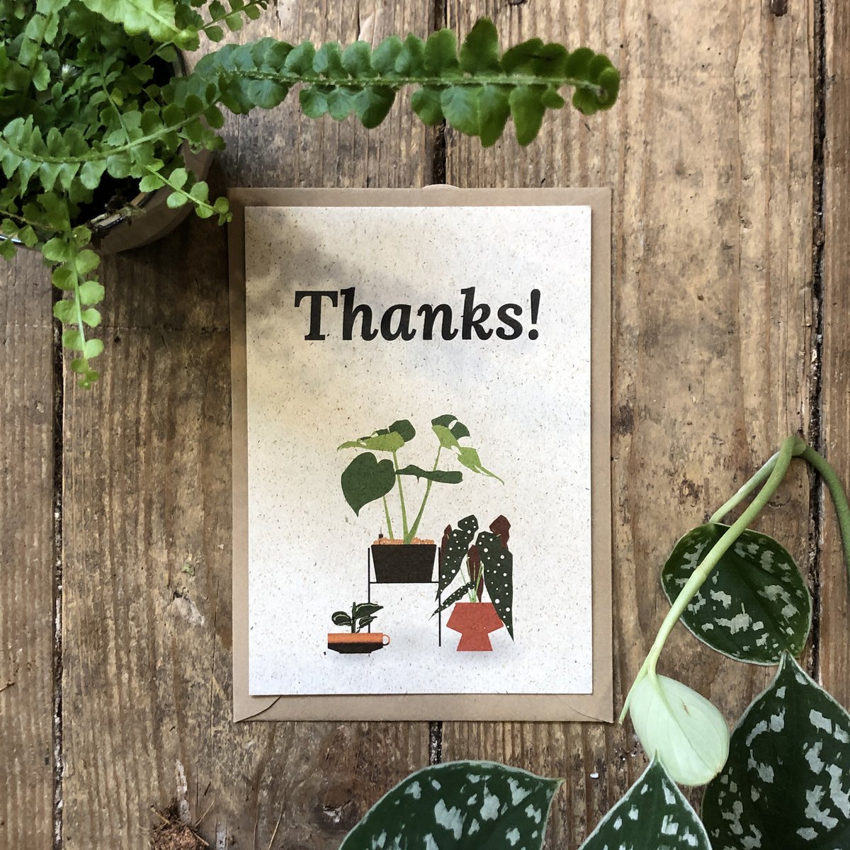 Briefkaart + Envelop Bedankt!