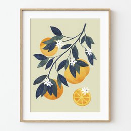 Oranges branch art print