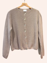 Cardigan col rond court boutonné en alpaga et laine