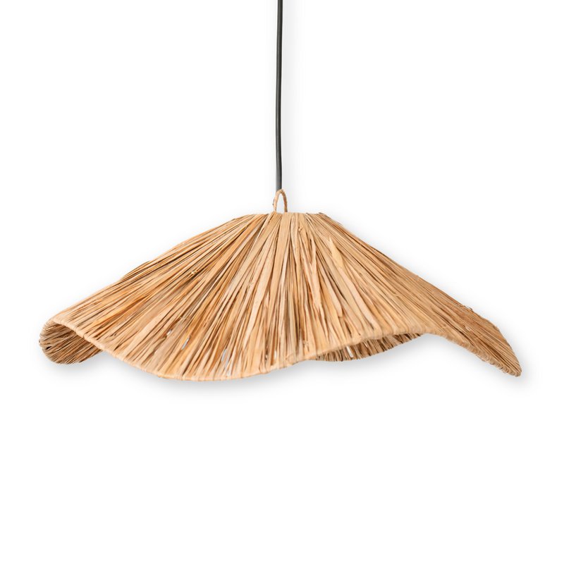Boho Lampeskærm – Stor Raffia Loftslampe – Naturlig Pendel – Håndlavet Loftslampe Lavet af Raffia TAMPAH (Ø 53 cm)