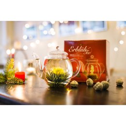 Creano ErblühTee-Geschenkset mit Glaskanne, 6 Sorten