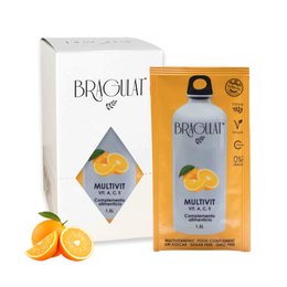Multivitamin juice drink in 15 bags. Contains a blend of essential vitamins and minerals. Bright orange color and citrus flavor.