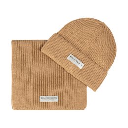 RB5004Z | Sharp set and cap in a mixed Made in Italy wool shirt. Camel color - single size