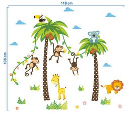 Stickers jungleanimaux savane palmier cocotier