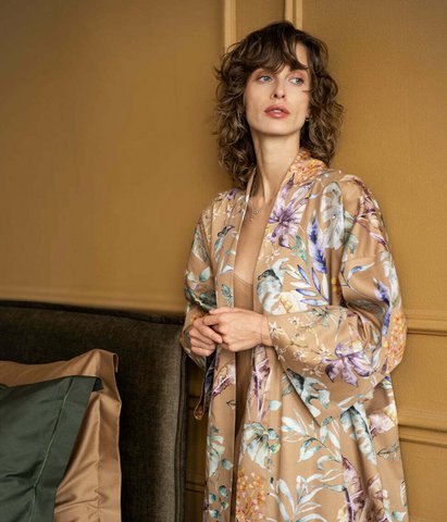 Bathrobe kimono Flora Costera Cinnamon