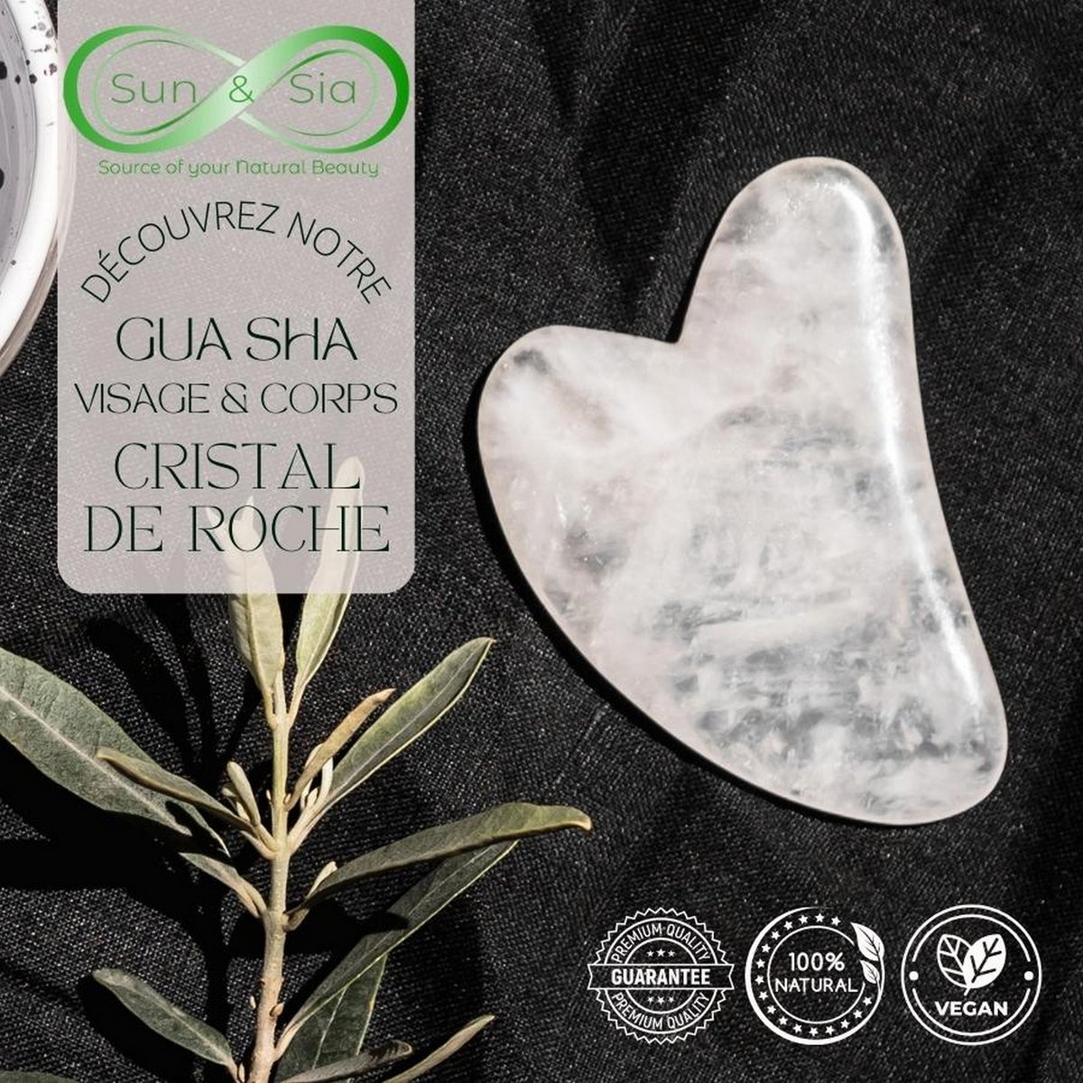 Gua sha - Naturalny kryształ górski - Akcesoria do masażu - Lifting twarzy - Bezpłatna osłona