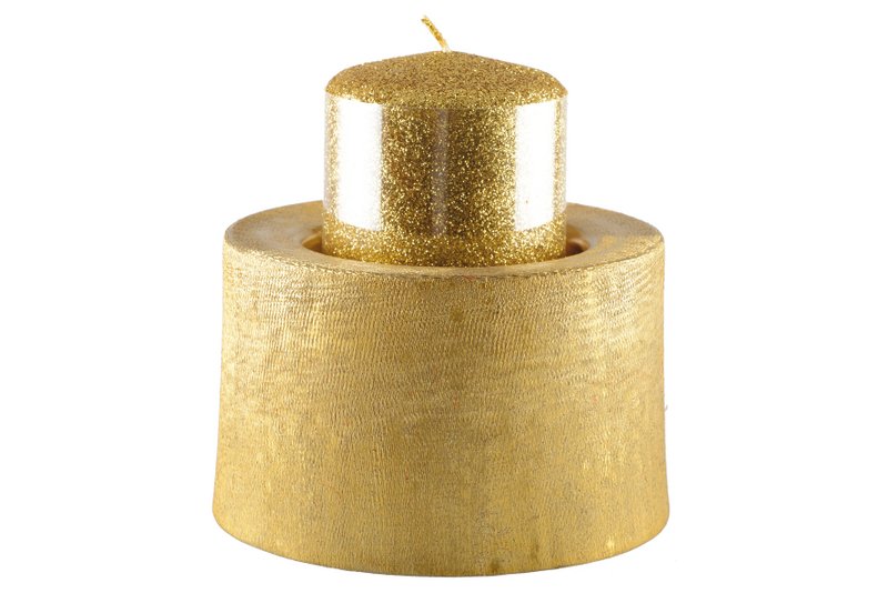 Gold Metal Candle Holder 12,5x12.5x8.5 cm