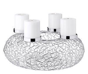 EDZARD Advent wreath Milano, stainless steel, shiny nickel-plated, diameter 53 cm