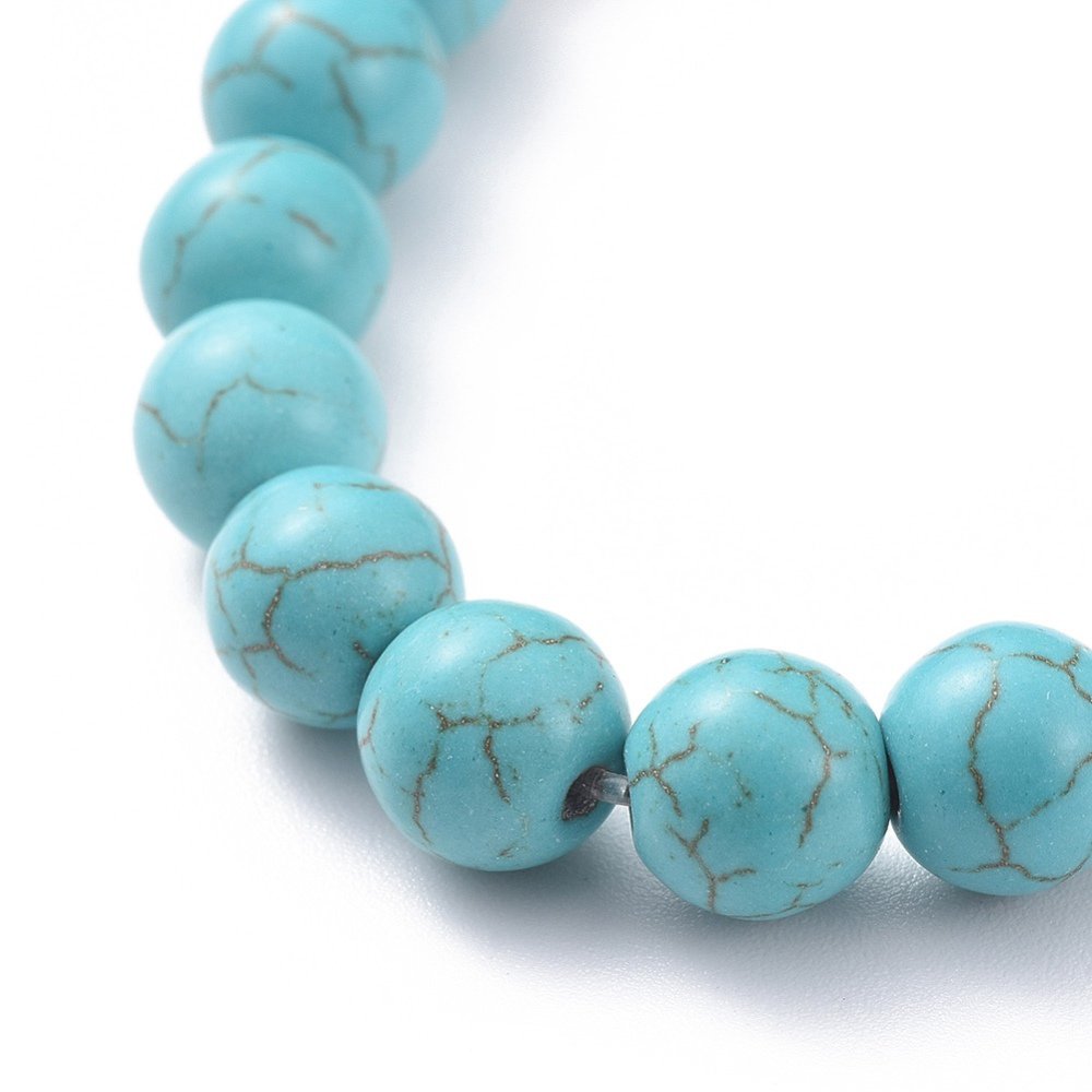 Bracciale elasticizzato con perline turchese e legno