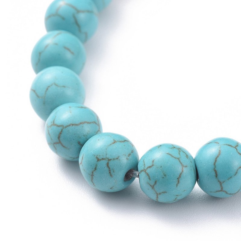 Turquoise & Wood Beaded Stretch Armband