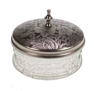 Pot glass with lid metal